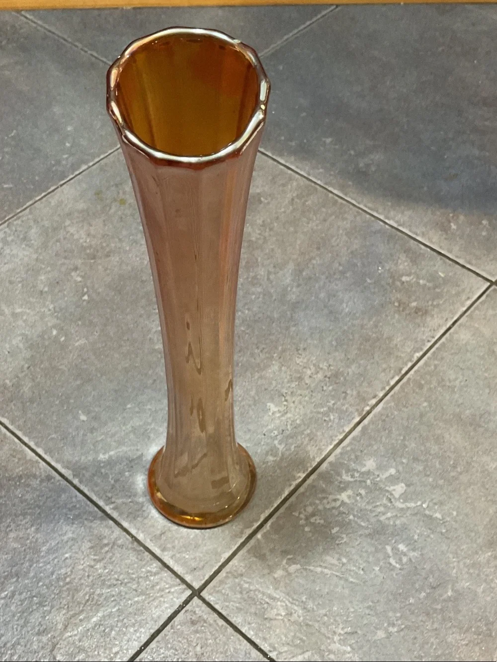 Swung carnival glass vase